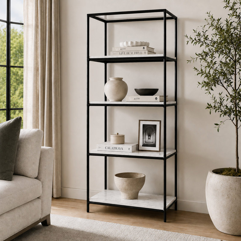 Gild Design House Emryn Marble Bookcase, 79" H x 36" W x 15" D
