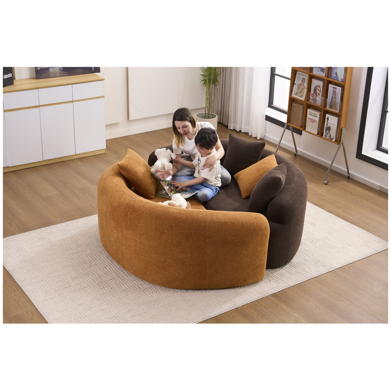 Causeuse modulaire incurvée LY-042, chenille brune à double profondeur pour petits espaces et salle de méditation