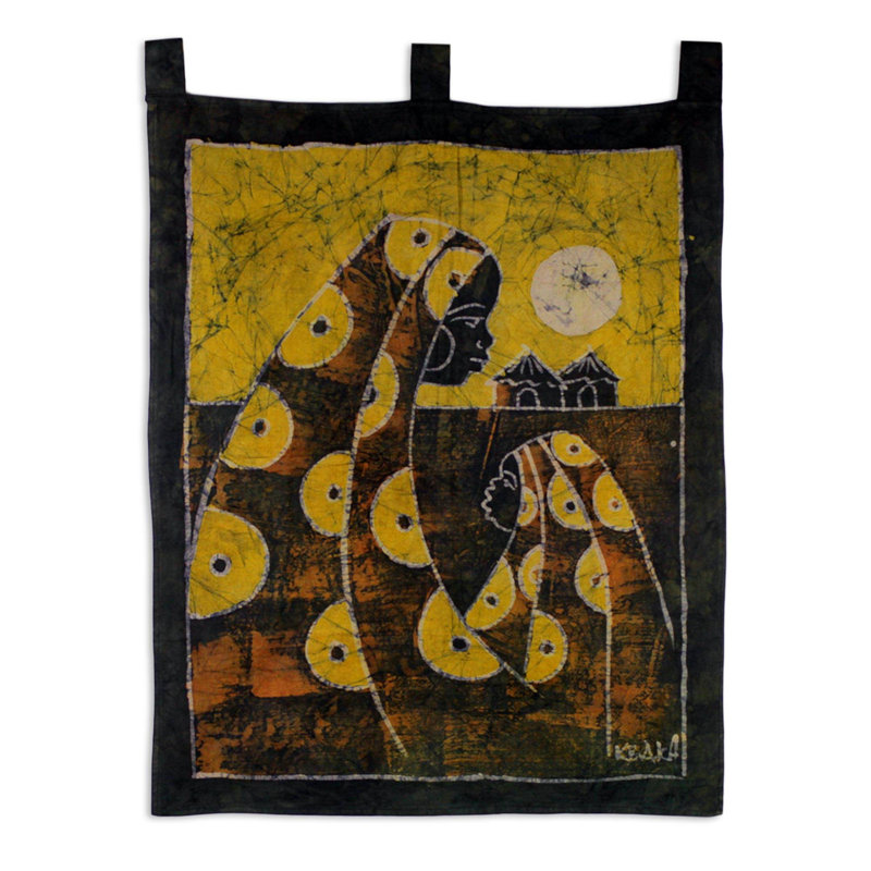 Suspension murale en coton Batik Mothers Care, Brun