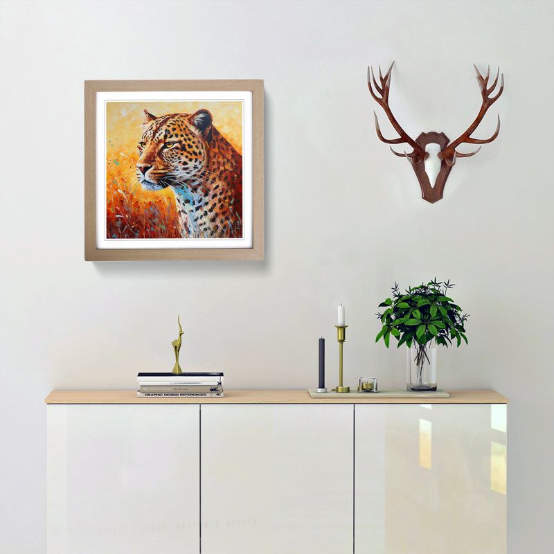 Leopard Color Field Painting No.4 - Framed Print, Oak