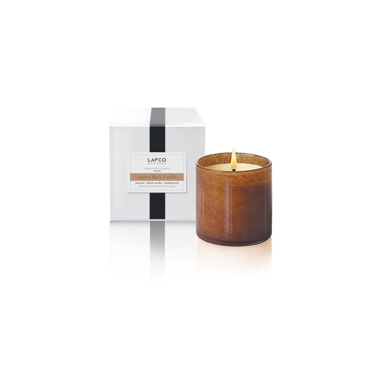 Amber Black Vanilla Scented Jar Candle, 3" H x 3" W x 3" D