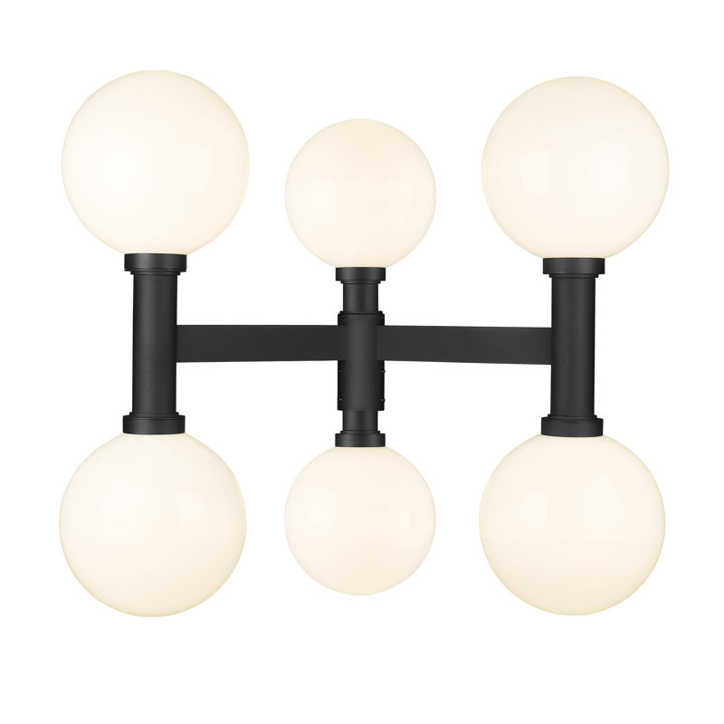 Tête de lanterne noire 6 lumières, Givré, H 34,5 po x l 39 po x P 39 po