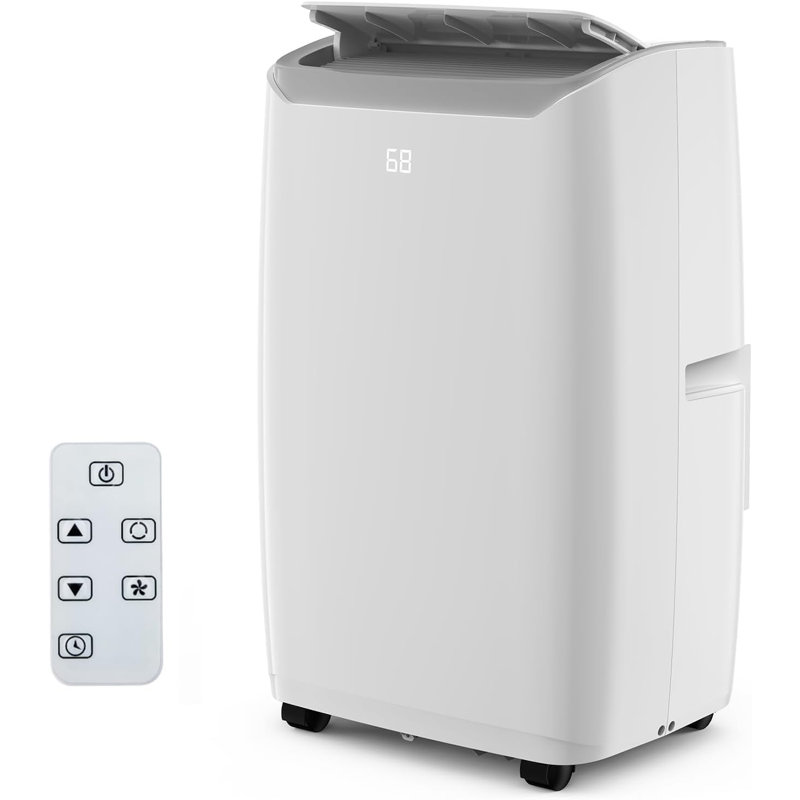 Climatiseur portatif 3-en-1 blanc 14 000 BTU, refroidit jusqu'à 750 pieds carrés, télécommande et minuterie 24H, installation facile