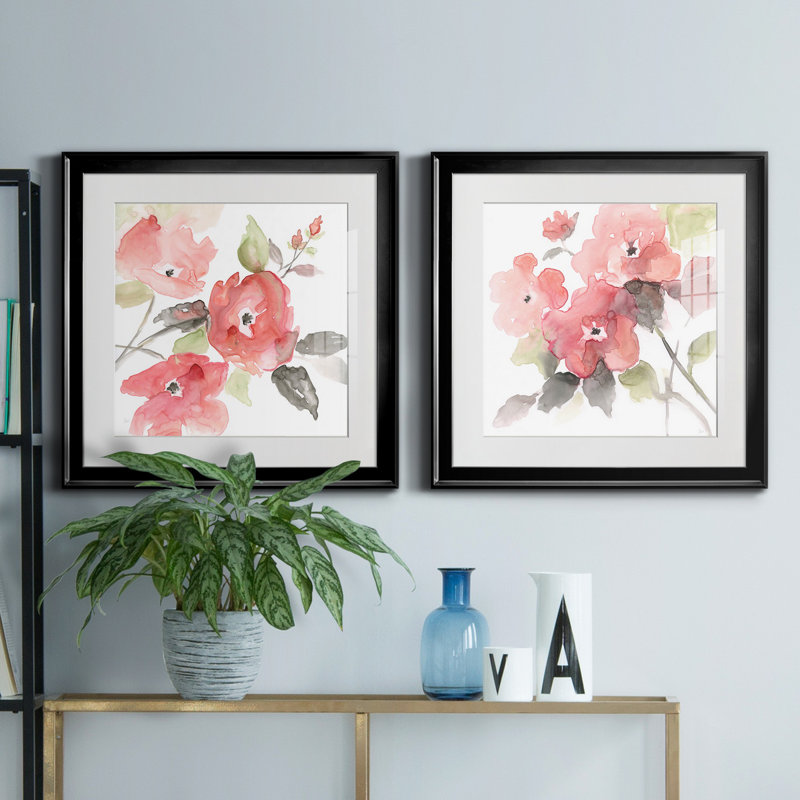 Coral Blush I - ensemble de 2 reproductions de cadres photo, H 26,5 po x l 53 po x P 1,5 po, Noir