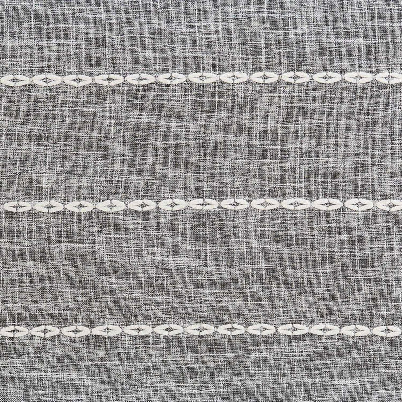 Gray Braided Striped Polyester Table Runner with Tassels