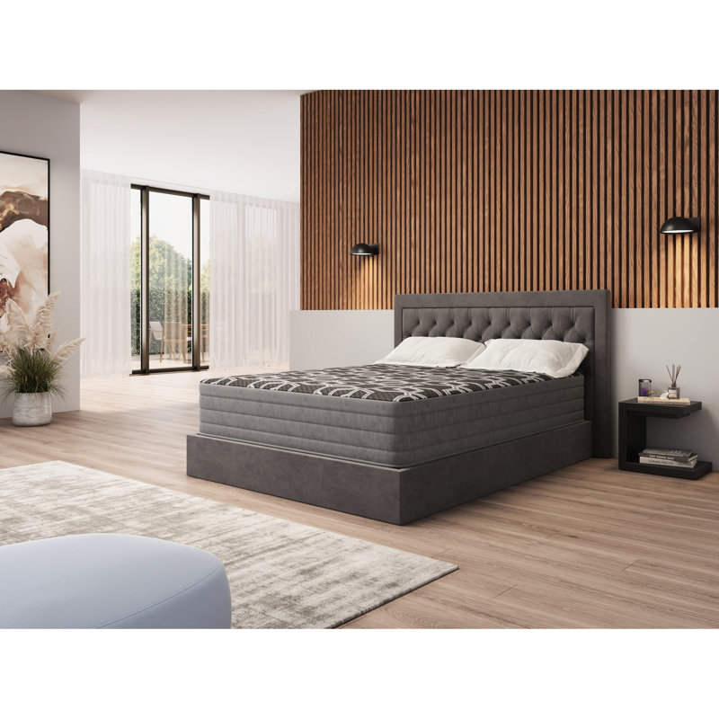 Grand matelas de 12 po, mousse à plateau lisse pour un sommeil apaisant moyen, fonction de couverture de glace fraîche, 2 po avec gel de cuivre, argent et graphite à circulation d'air améliorée, noyau robuste en HD, mousse, réglable
