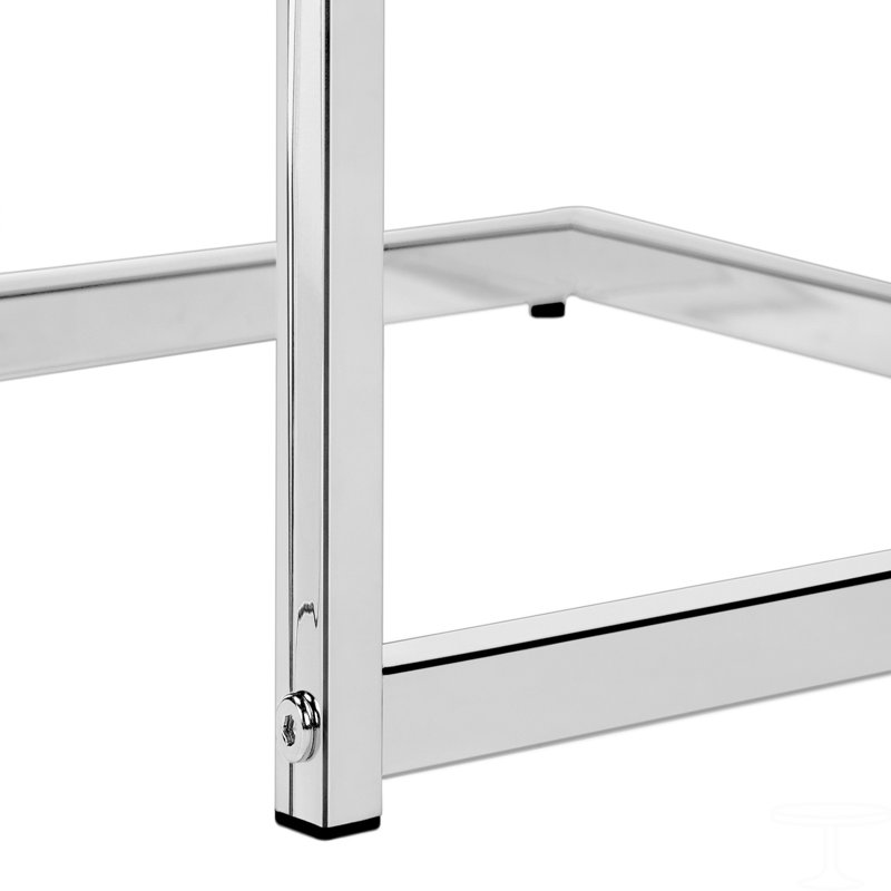 Table d'appoint, en forme de C, bout, côté, collation, stratifié, métal chromé, contemporain, moderne, Argent argent