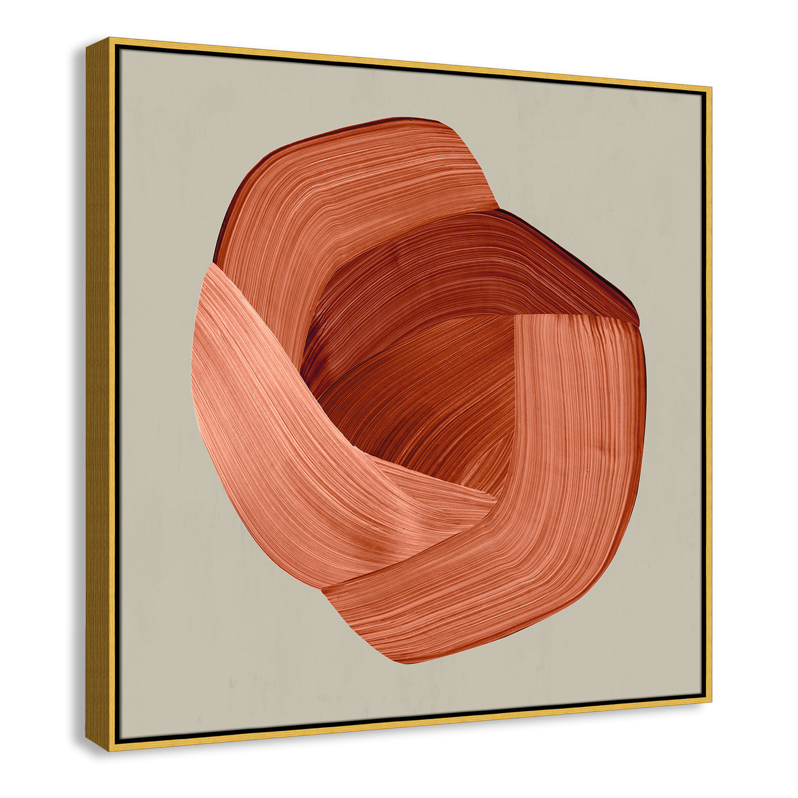 Crema - Floater Frame Painting Print on Canvas, 37.5" H x 37.5" W x 2" D, Gold Framed