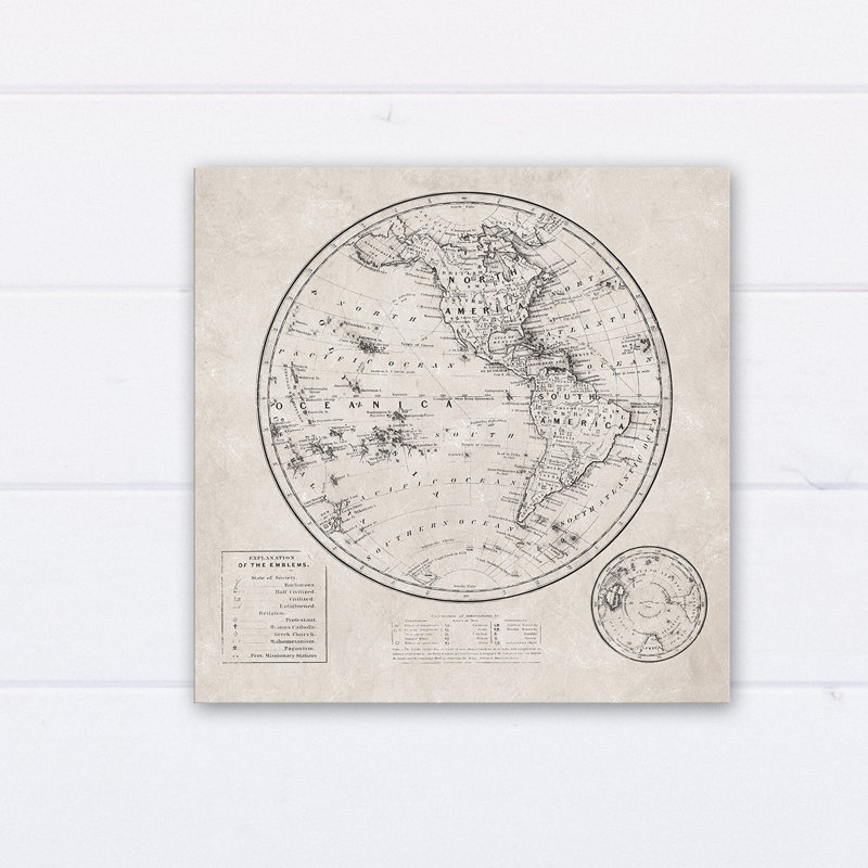 " Round World Map Distressed "