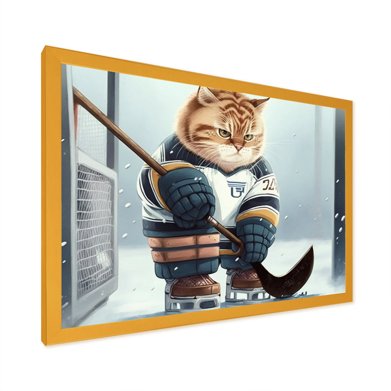 Dessin animé «Hocket Cat on Ice Rink II», impression sur toile, H 12 po x l 20 po x P 1 po