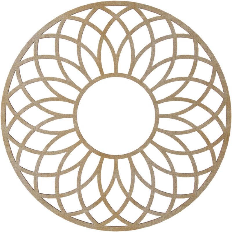 16"OD x 5 1/2"ID x 1/4"T Cannes Wood Fretwork Pierced Ceiling Medallion, Birch, 16" H x 16" W x 0.25" D, Birch