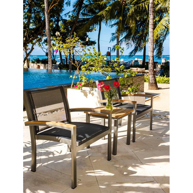 Soho 20" Teak Aluminum Outdoor Tall Square Side Table, Silver