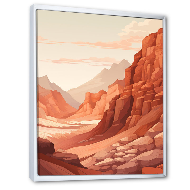 Canyon Canyon Scenery Minimalisme I - Impression sur toile Canyon, H 40 po x l 30 po x P 1,5 po, Cadre flottant blanc