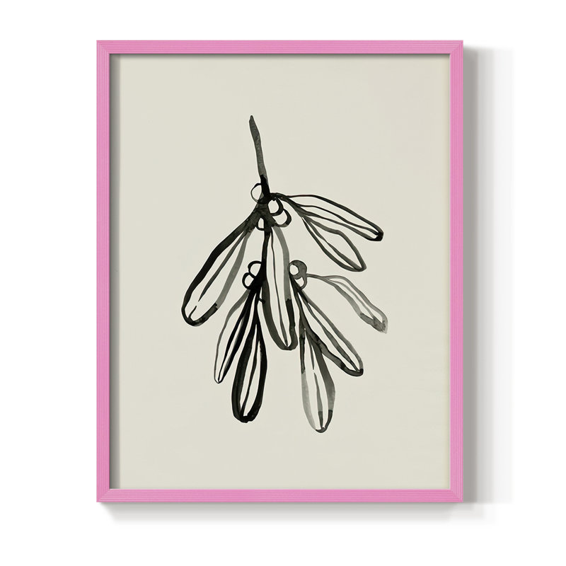 «Mistletoe S croquis I», reproduction encadrée - bois massif, Rose, H 11 po x l 9 po