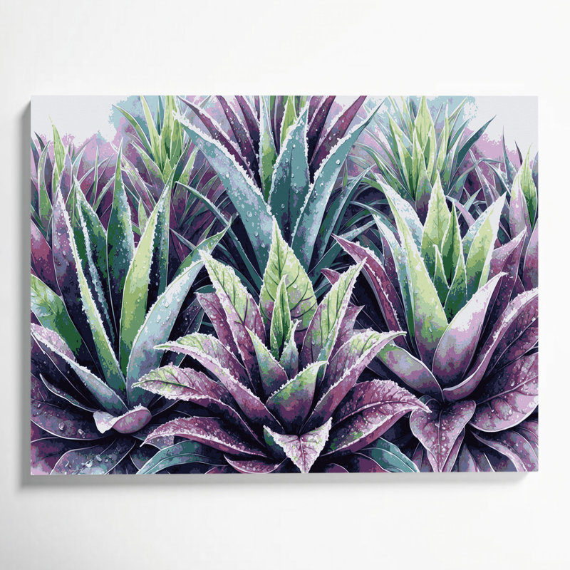 Art végétal sur toile gris, H 16 po x l 20 po