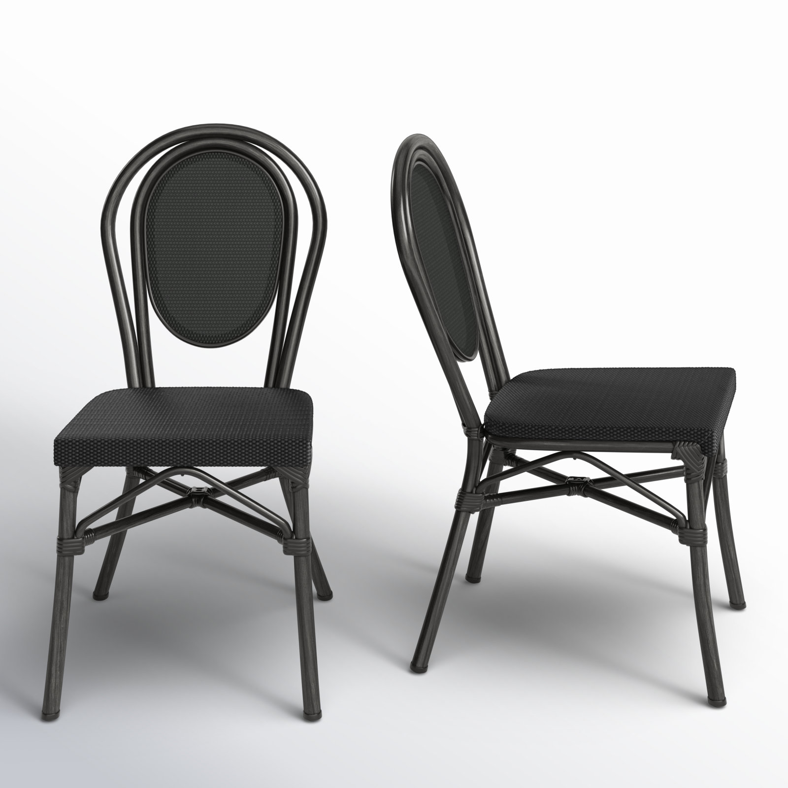 Abode Stackable Patio Side Chair, Black