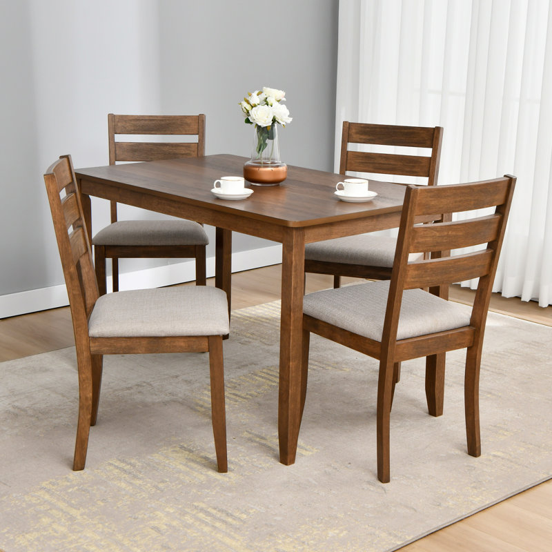 Ensemble de salle à manger moderne en bois de 47 po avec chaises rembourrées Busey, Brun