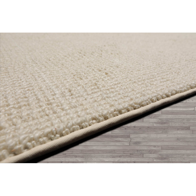 Textured Wool Multi Sizes Ivory Hand Woven Oriental Area Rug, Rectangle 7'6"  x 12'  