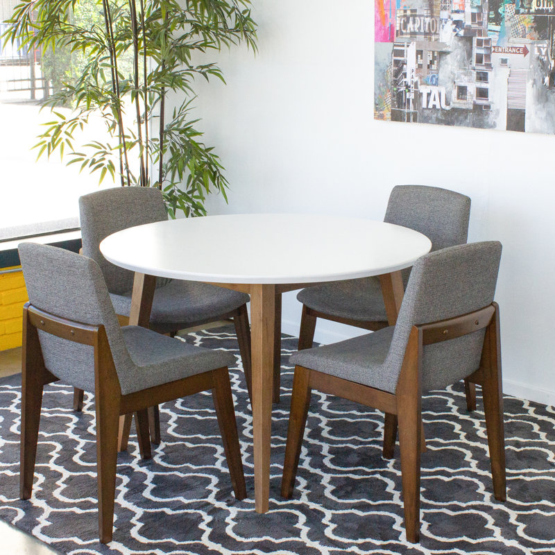 Ensemble repas pour 4 personnes Wardlaw, Gris foncé, Blanc
