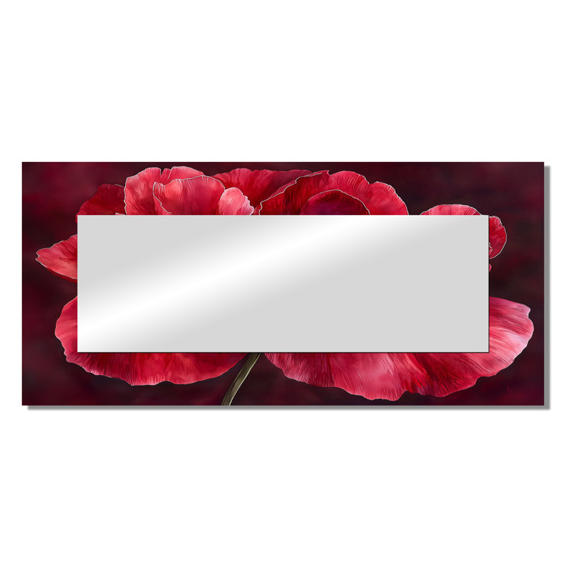 Velours bourgogne pivoine douce symphonie II - pivoines, art mural miroir décoratif - imprimé sur métal, 28 po x 60 po