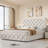 Bed Frame With Adjustable Headboard And 4 Storage Drawers, Linen Upholstered Platform Bed Frame-110095408-110095409