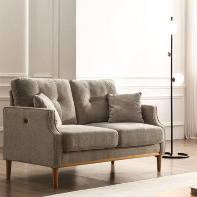 Espace de vie 2 places en crème, tissu imperméable, porto, mousse haute densité pour un repos confortable, revêtement en tissu, rembourrage