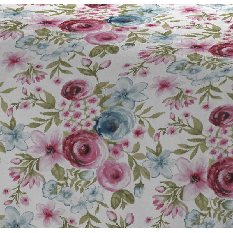 Queen Gray Cotton Flannel Floral Sheet Set