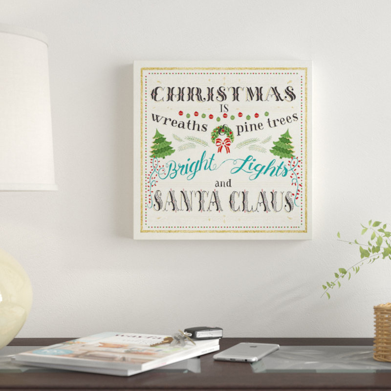« winter wonderland on white v », art textuel sur toile, H 18 po x l 18 po x P 1,5 po, Pas de tapis, Toile tendue