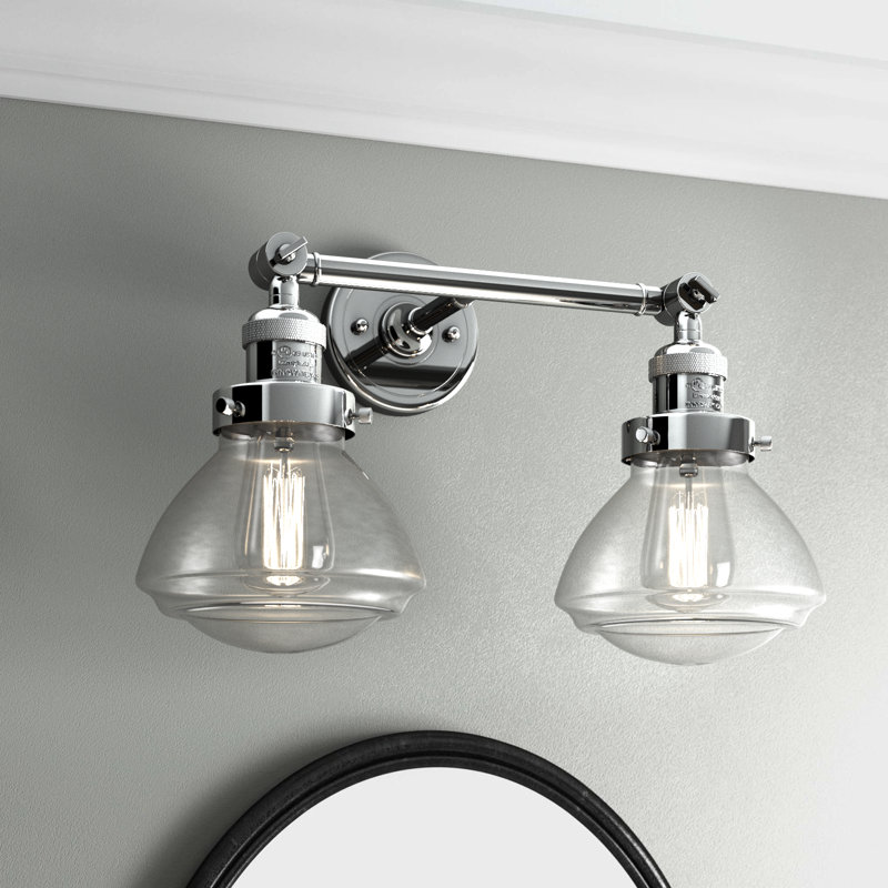 Éclairage pour salle de bain 2 lumières Chesterville, Ampoule incandescente rétro de 60 watts, Transparent, Or satiné