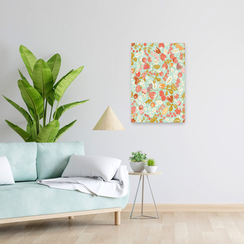 Art mural fantaisiste avec baies d'été, H 24 po x l 16 po
