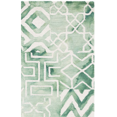 Tapis vert en laine / coton touffeté à la main Hallette