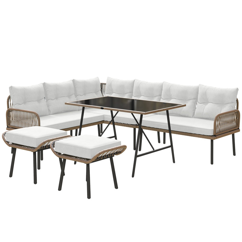Rattan Sofa Set, Cream