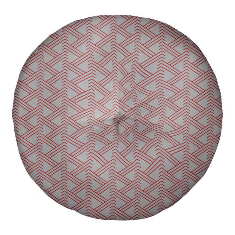 Coussin de sol zig zag classique, 26 po x 26 po, Gris/rouge