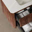 Lavabo de salle de bain 36 po, céramique blanche, sans armoire, lavabo lisse brillant, teinté, un trou pré-percé, trop-plein, coin incurvé pour une gestion efficace de l'eau