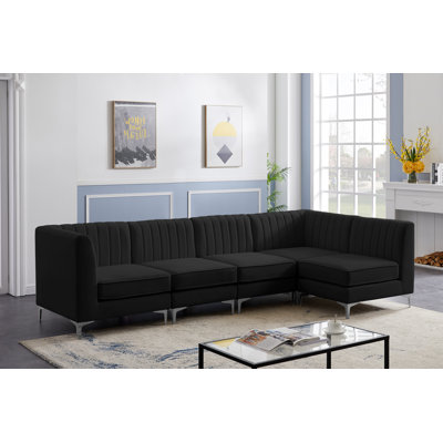 Enson Velvet L-Shaped Sectional Reversible
