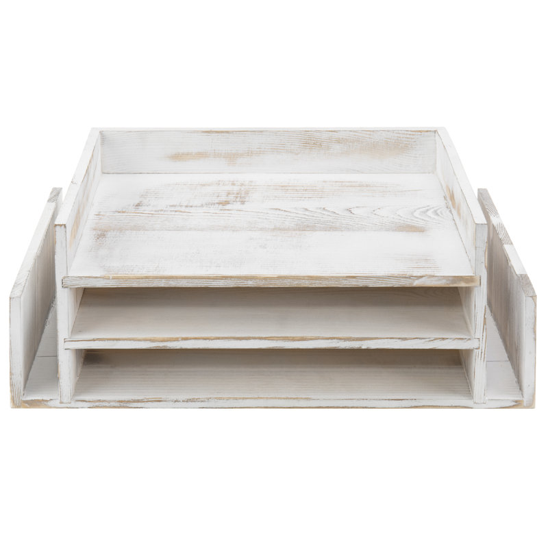 Solid Wood Fickling Office Paper Organiser