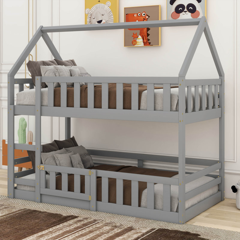 Ballymena Kids Twin Over Twin Bunk Bed, Gray