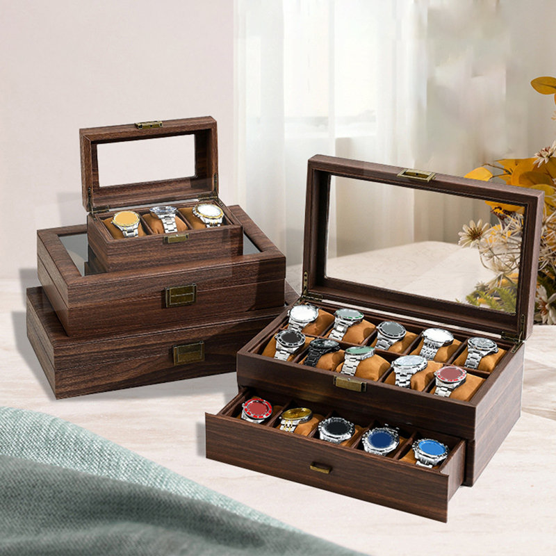 Watch Storage Box Display Case with Removable Pillows Clear Window Design All-Round Protection