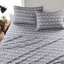 Grey Ski Jump 4 Pcs King Sheet Of 100% Cotton Flannel, Twin/Full Fitted For 12" Mattresses, Queen/King/ 14" Depth Machine Washable With 1 Flat And 2 Pillowcases, Fully Elastic Fit, - Flannel ,-121394217-121394210