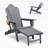 Folding HDPE Adirondack Chair with Retractable Ottoman (Grey)-476910861