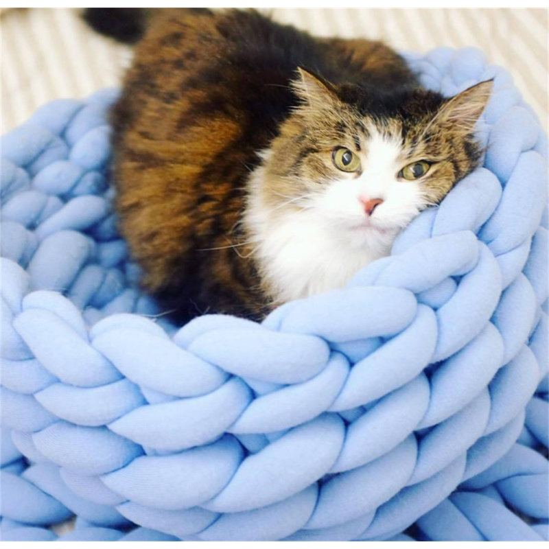 Tapis de lit pour animal de compagnie, Bleu, Petit (l 15 po x P 15 po x H 6,7 po)