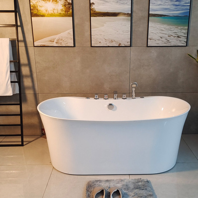 29.33 " W Freestanding Acrylic Bathtub