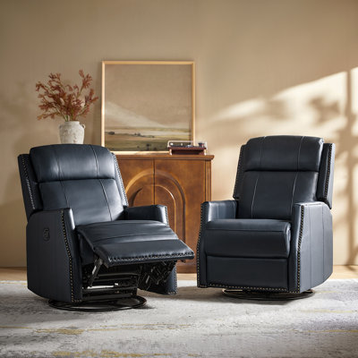 Fauteuil inclinable pivotant en cuir véritable Bronaich (ensemble de 2)