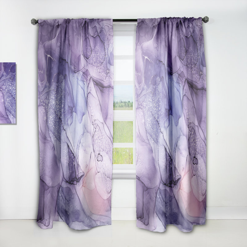 Art liquide translucide mauve et rose - Rideau moderne - Velours obscurcissant - 1 panneau