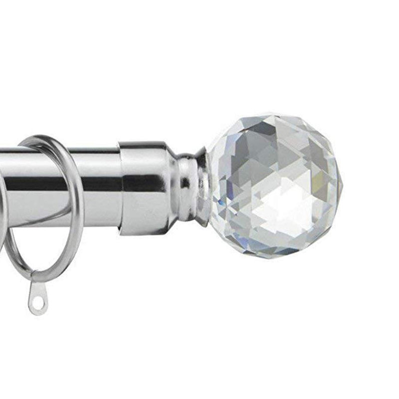 Adjustable Curtain Pole Set, 5cm H x 120cm W x 5cm D, Chrome