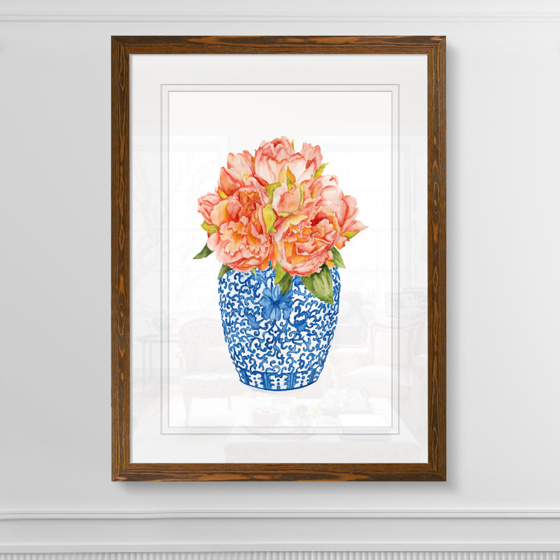 " Sweet Peonies II " by Paul Cezanne, Maple Print Framed, 22" H x 16" W x 1" D
