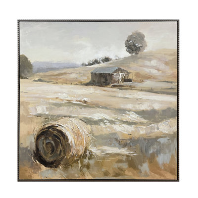 Hay Fields Framed Canvas Wall Art
