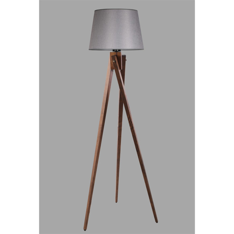 Lampe trépied 63 po Chudleigh, Gris, Noyers