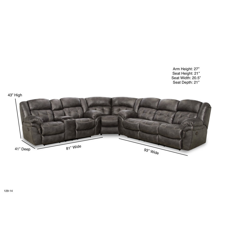 Teandrea Power Reclining Console Sectional, Charcoal