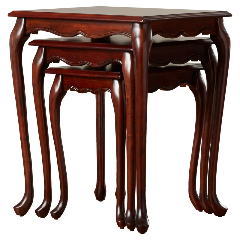 Aniyiah Solid Wood Top Nesting Tables, Plantation Cherry